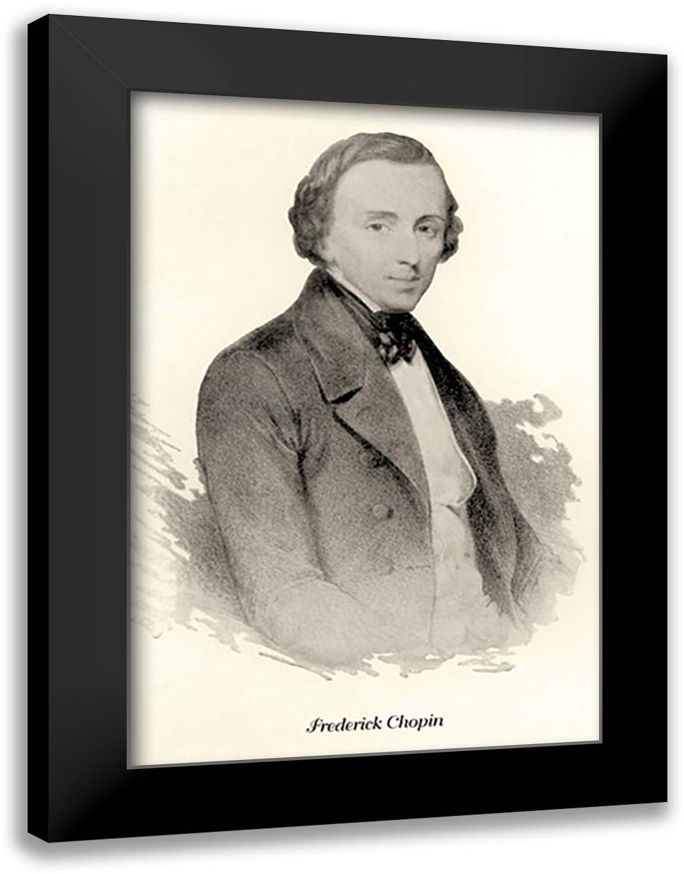 Frederick Chopin 16x22 Black Modern Wood Framed Art Print Poster by Thomas, Theodore