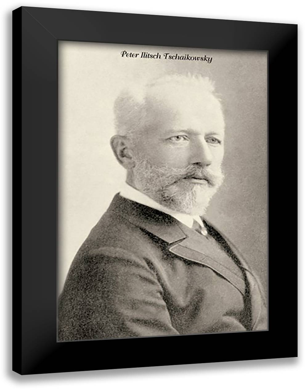 Peter Ilitsch Tschaikowsky 16x22 Black Modern Wood Framed Art Print Poster by Thomas, Theodore
