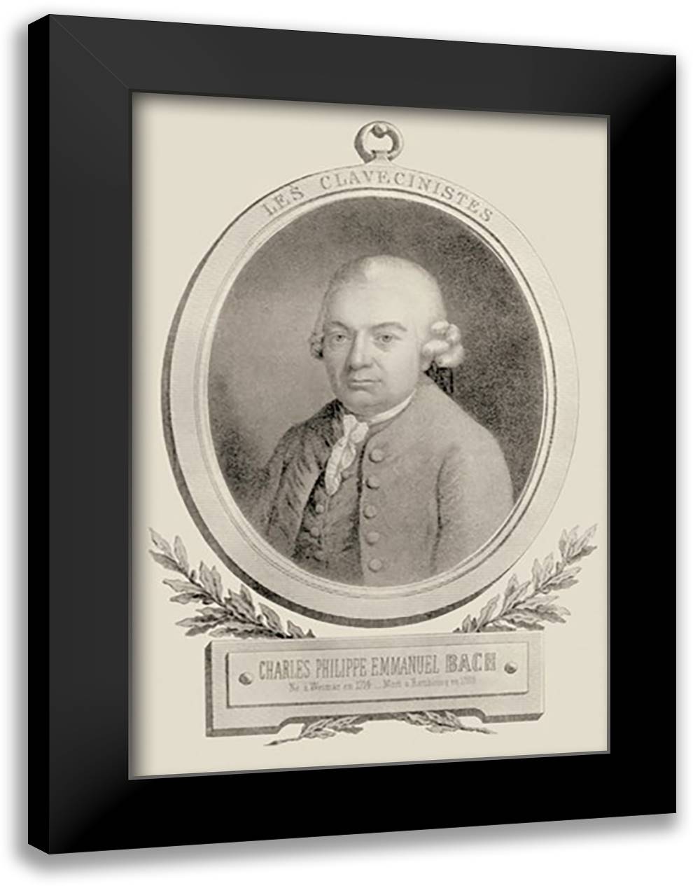 Charles Philippe Emmanuel Bach 16x22 Black Modern Wood Framed Art Print Poster by Thomas, Theodore