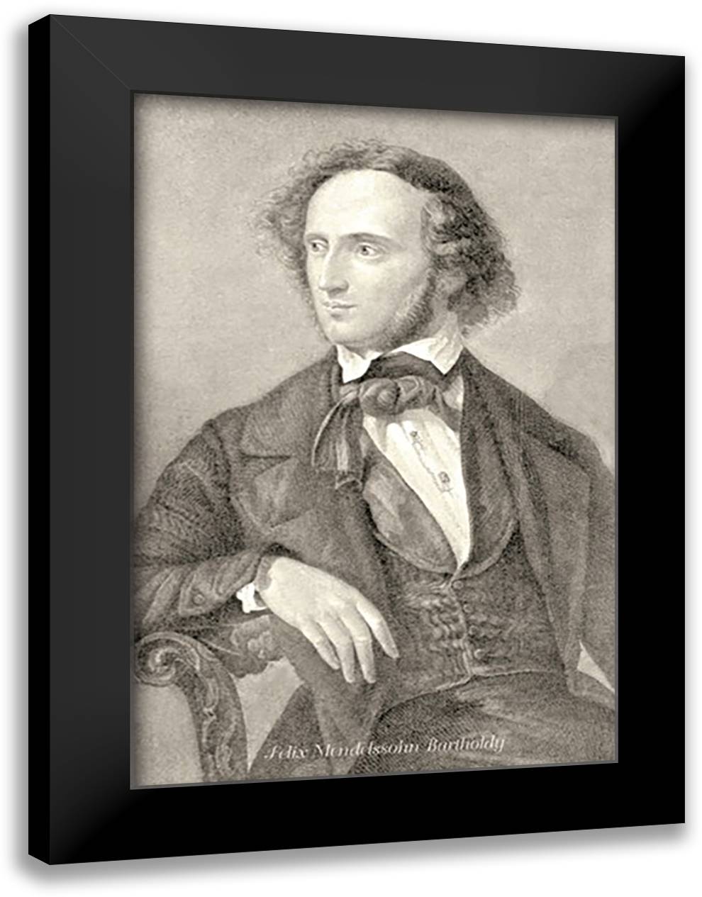 Felix Mendelssohn Bartholdy 16x22 Black Modern Wood Framed Art Print Poster by Thomas, Theodore
