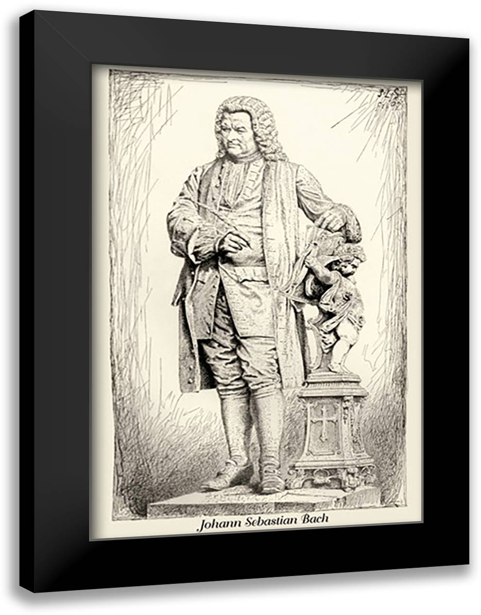 Johann Sebastian Bach 16x22 Black Modern Wood Framed Art Print Poster by Thomas, Theodore