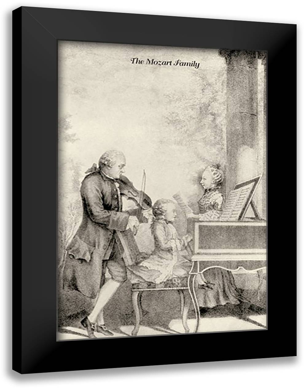 Mozart Family 16x22 Black Modern Wood Framed Art Print Poster by Thomas, Theodore