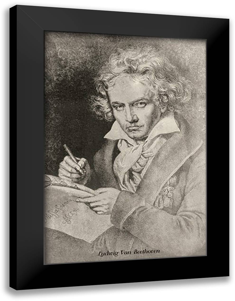 Ludwig Van Beethoven 16x22 Black Modern Wood Framed Art Print Poster by Thomas, Theodore