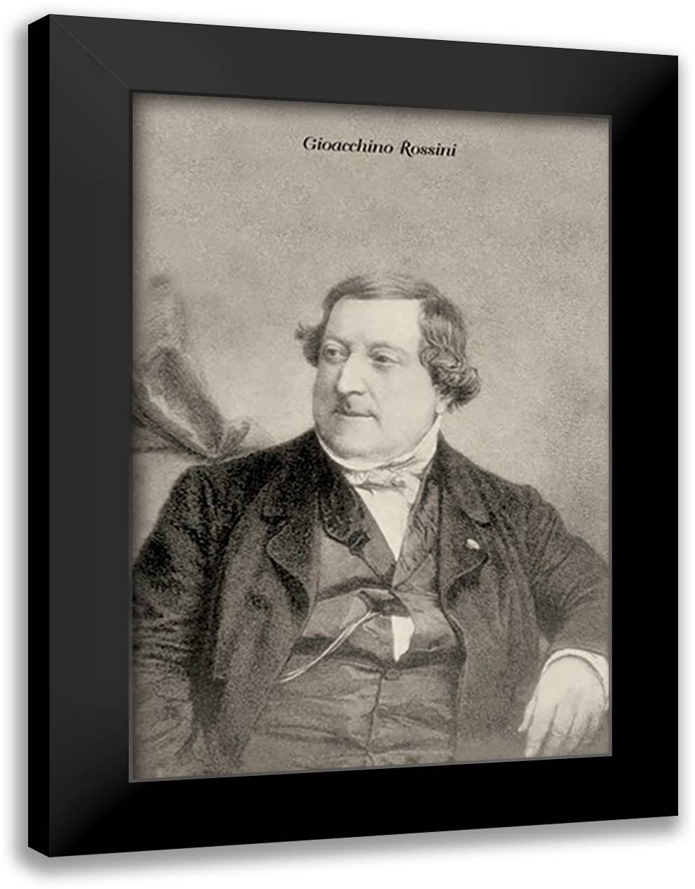 Gioacchino Rossini 16x22 Black Modern Wood Framed Art Print Poster by Thomas, Theodore
