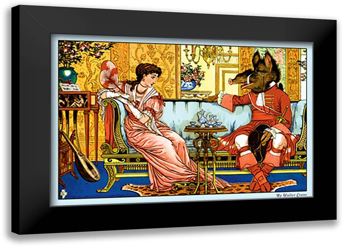 Beauty and the Beast - The Courtship 22x16 Black Modern Wood Framed Art Print Poster by Crane, Walter