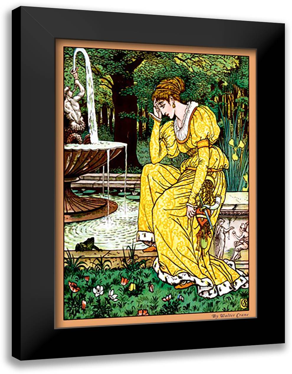 Frog Prince - In Yellow 16x22 Black Modern Wood Framed Art Print Poster by Crane, Walter