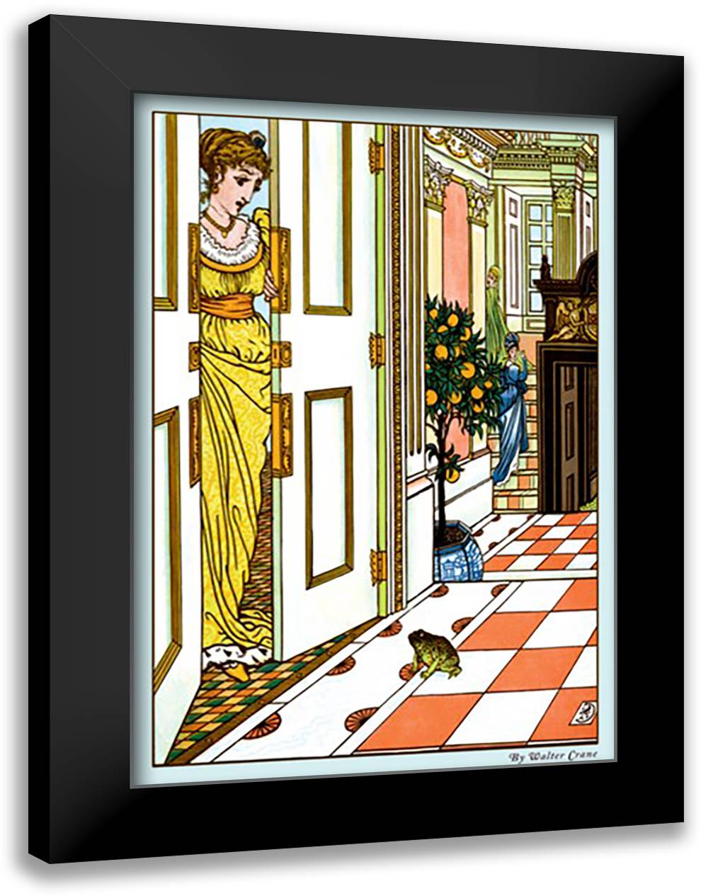 Frog Prince - Greeting the Frog 16x22 Black Modern Wood Framed Art Print Poster by Crane, Walter