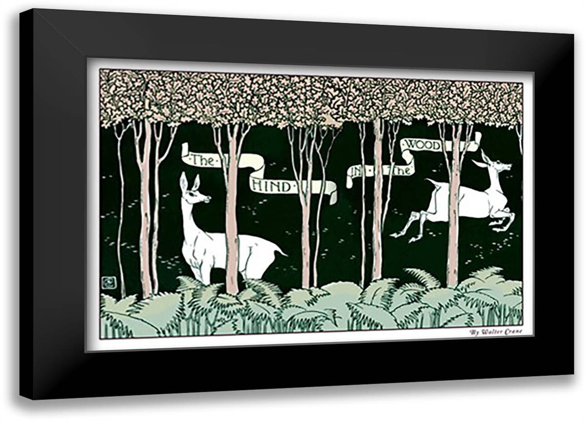 Hind in the Wood 22x16 Black Modern Wood Framed Art Print Poster by Crane, Walter