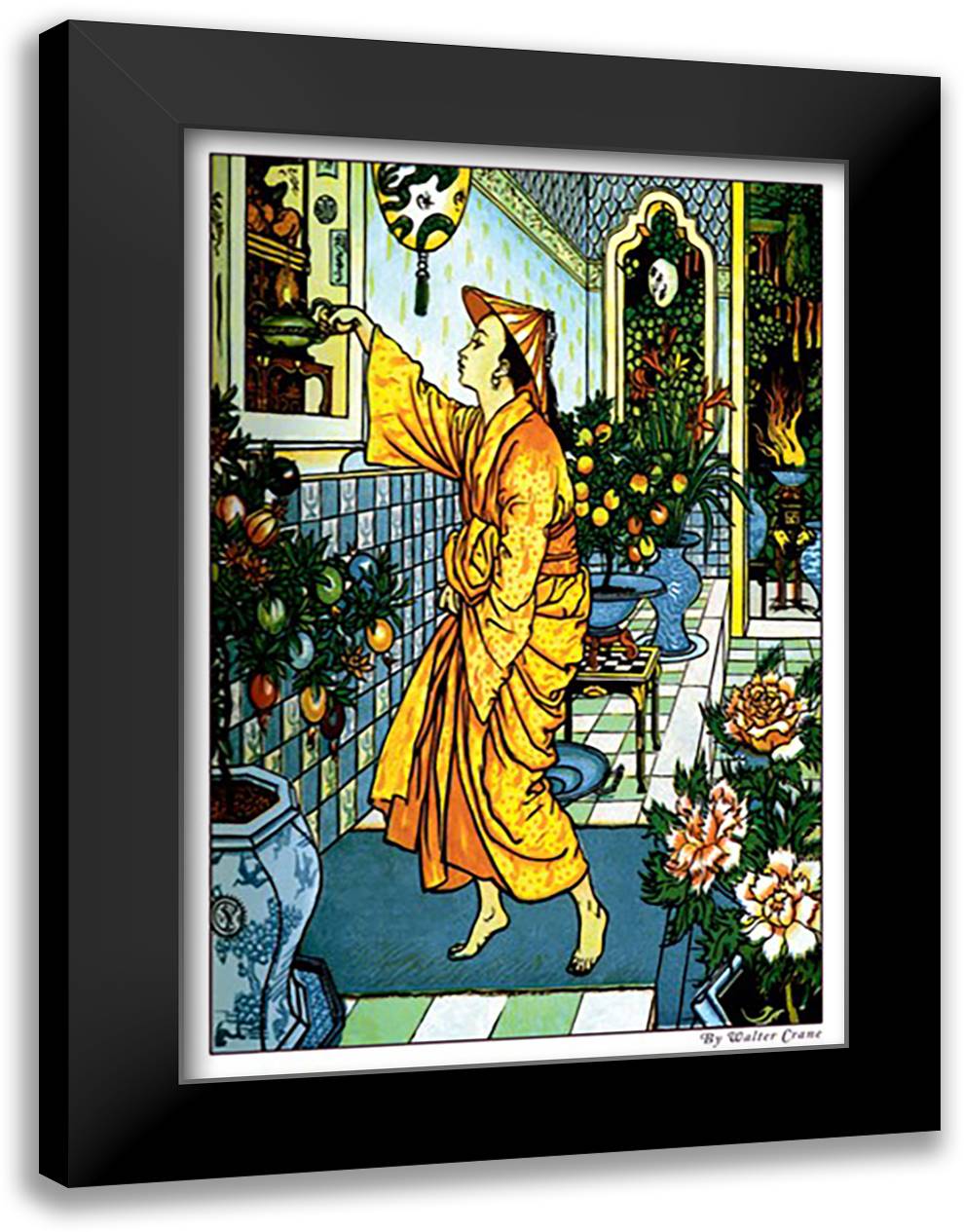 Aladdin Secures The Lamp 16x22 Black Modern Wood Framed Art Print Poster by Crane, Walter