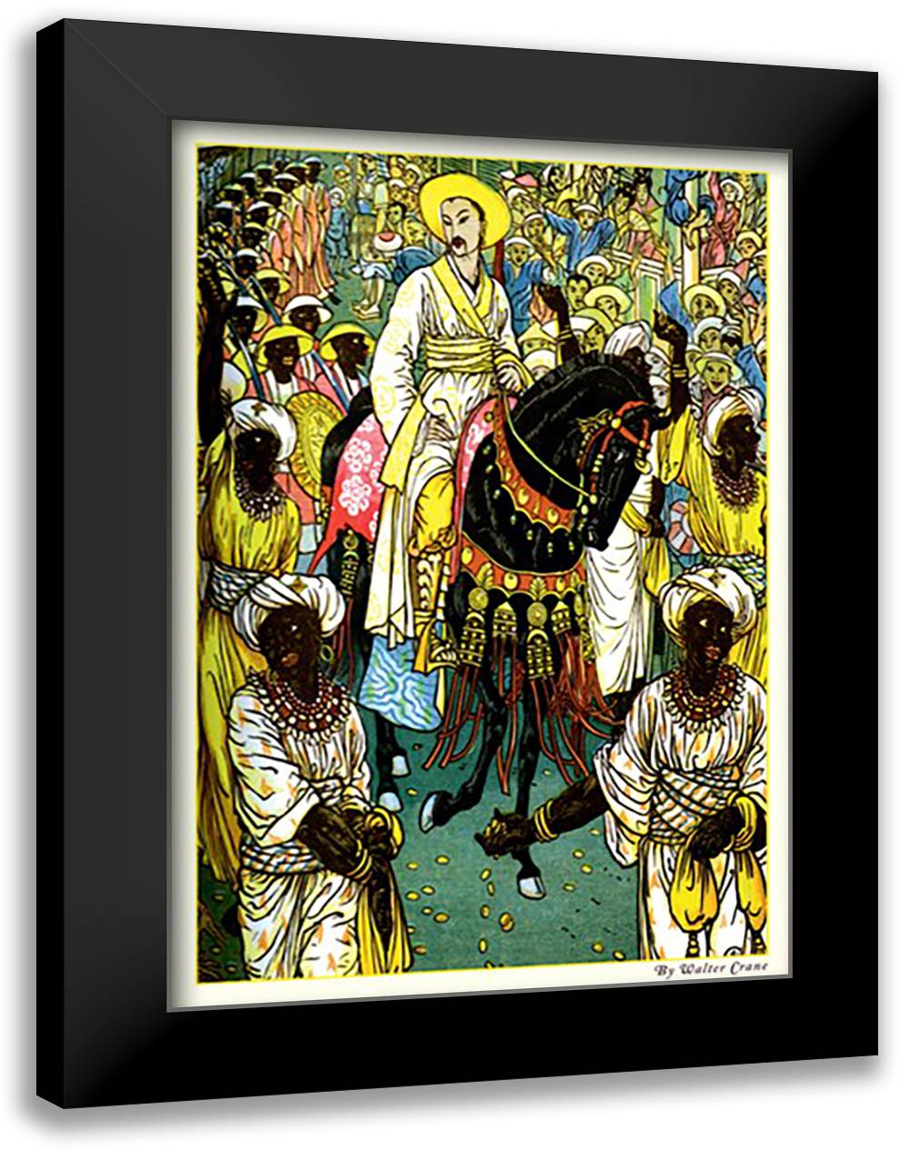 Aladdin's Procession 16x22 Black Modern Wood Framed Art Print Poster by Crane, Walter