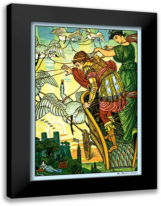 Fairy of the Desert Carries Off the King 16x22 Black Modern Wood Framed Art Print Poster by Crane, Walter