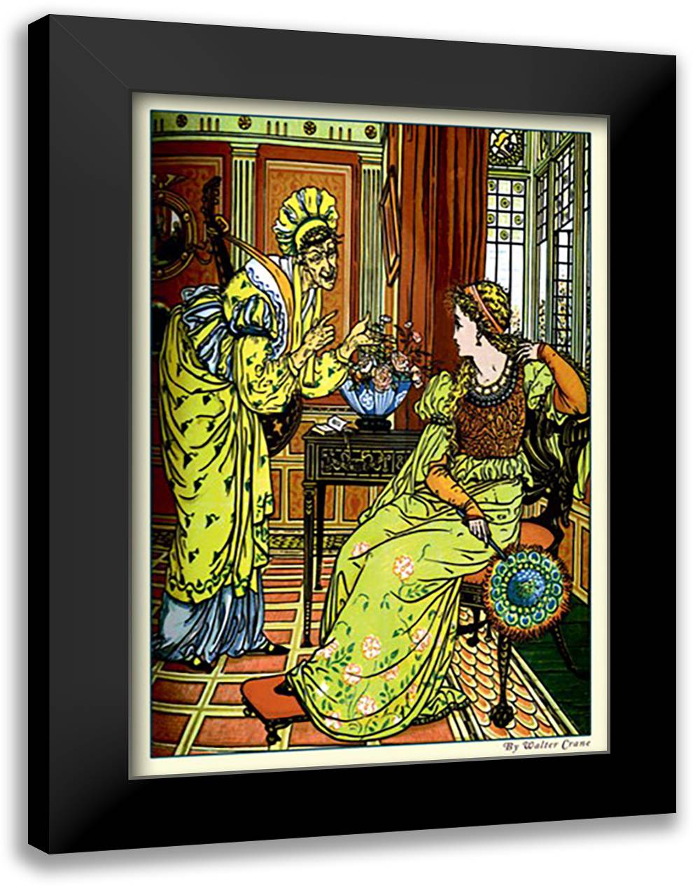 Princess Bell-Etoile Tempted By Teintise 16x22 Black Modern Wood Framed Art Print Poster by Crane, Walter