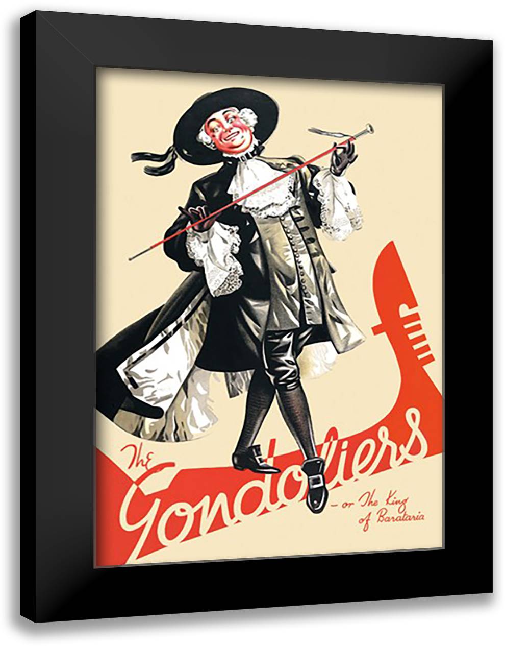 Gondoliers, or The King of Barataria #1 16x22 Black Modern Wood Framed Art Print Poster