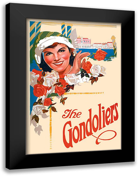 Gondoliers 16x22 Black Modern Wood Framed Art Print Poster