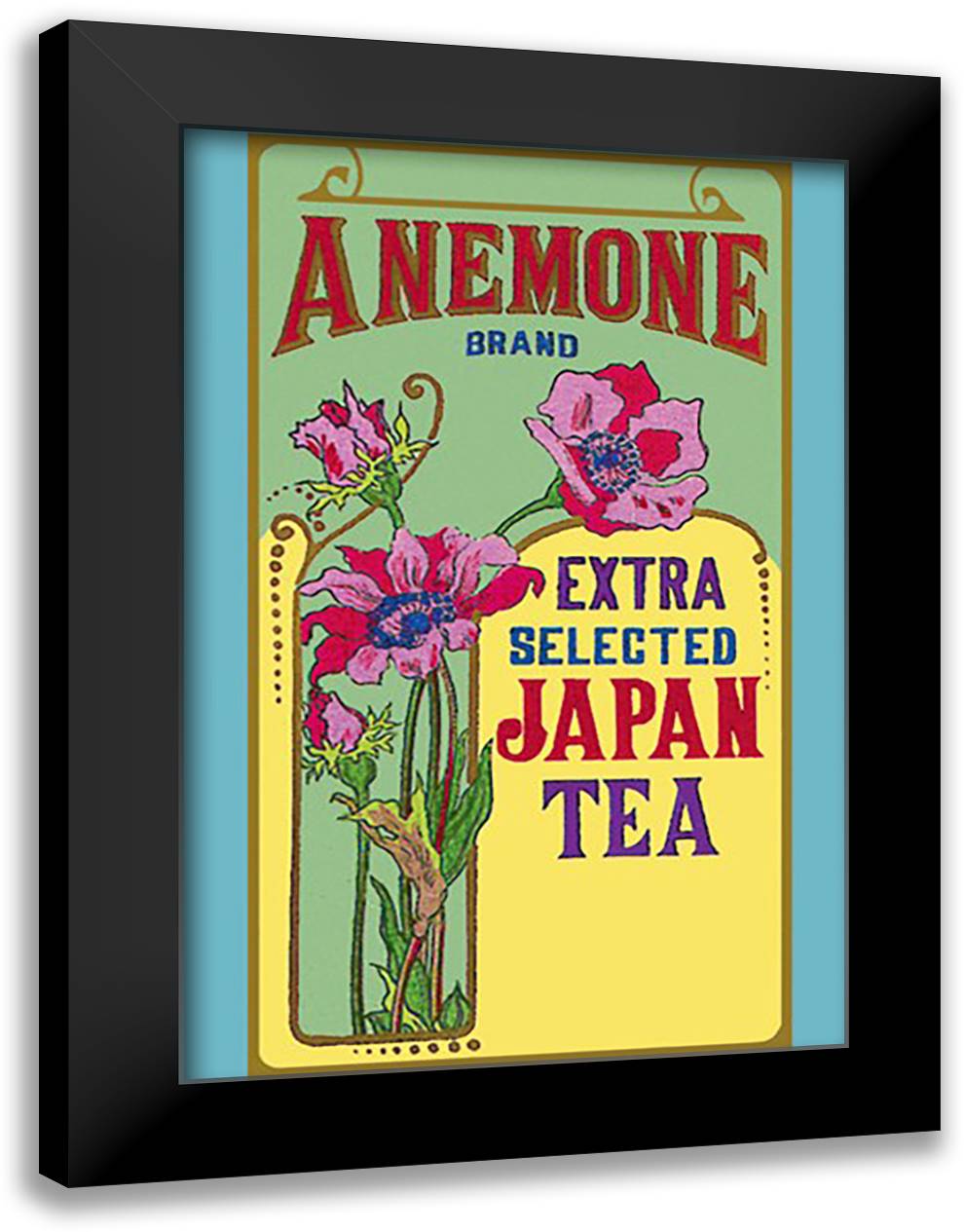 Anemone Brand Tea 16x22 Black Modern Wood Framed Art Print Poster