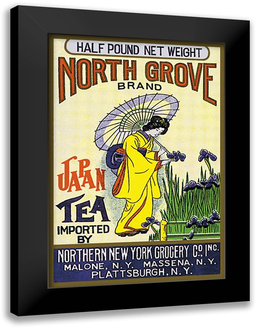North Grove Brand Tea 16x22 Black Modern Wood Framed Art Print Poster