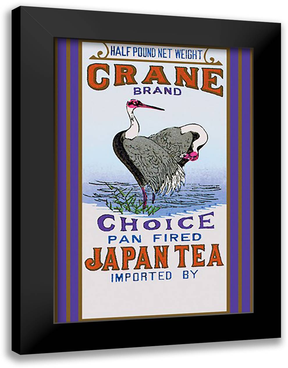 Crane Brand Tea 16x22 Black Modern Wood Framed Art Print Poster