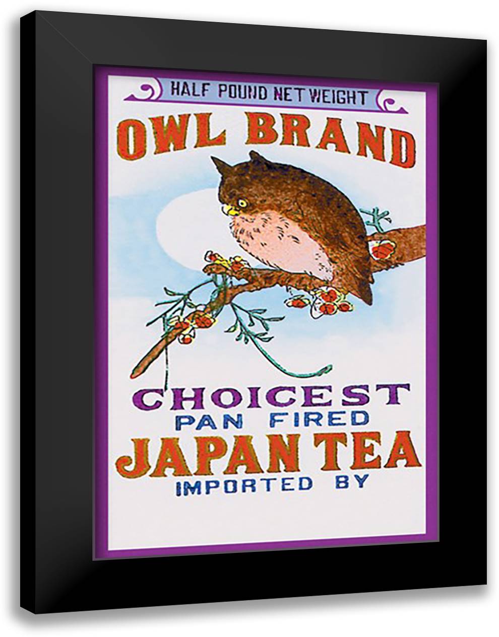 Owl Brand Tea #2 16x22 Black Modern Wood Framed Art Print Poster