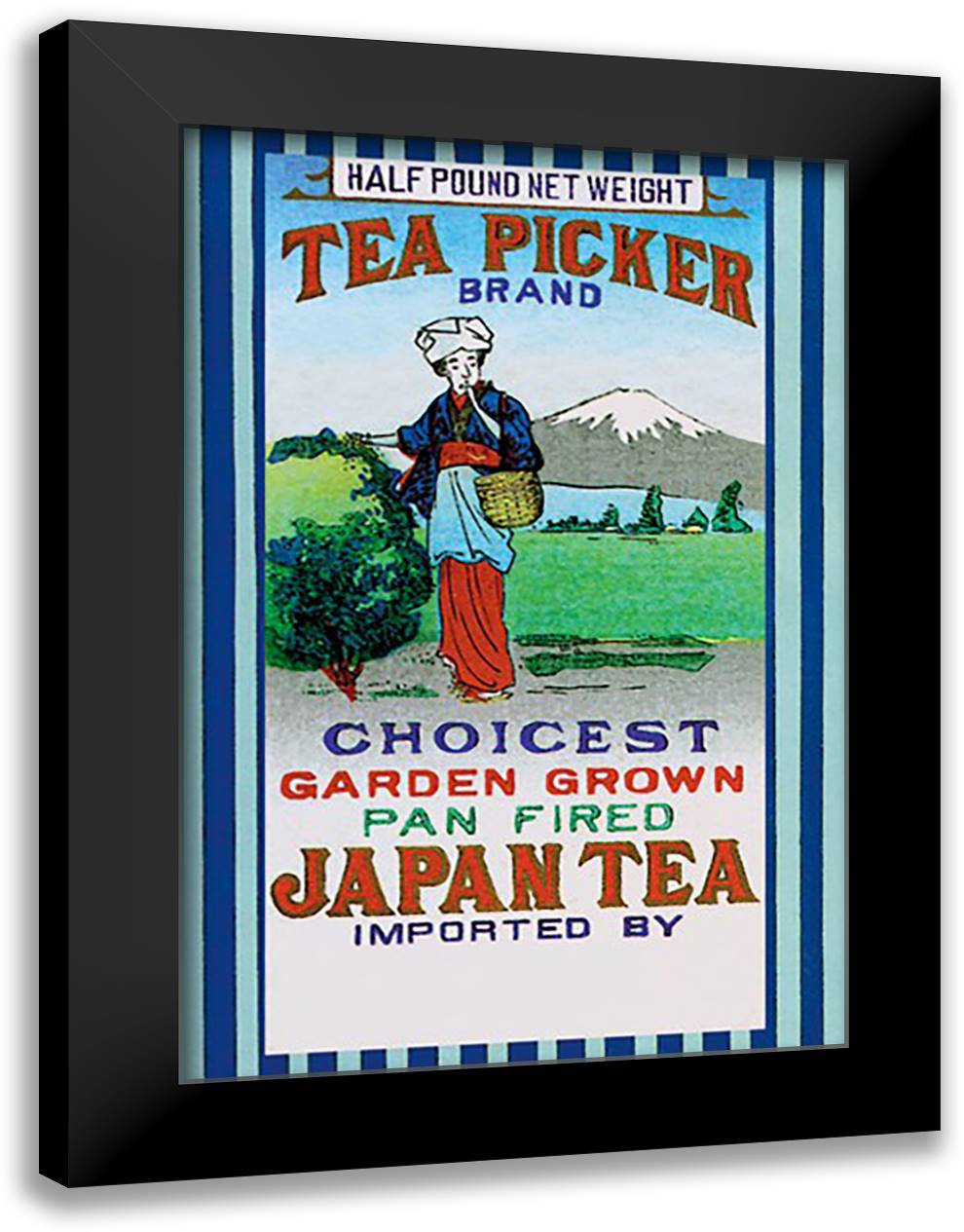 Tea Picker Brand 16x22 Black Modern Wood Framed Art Print Poster