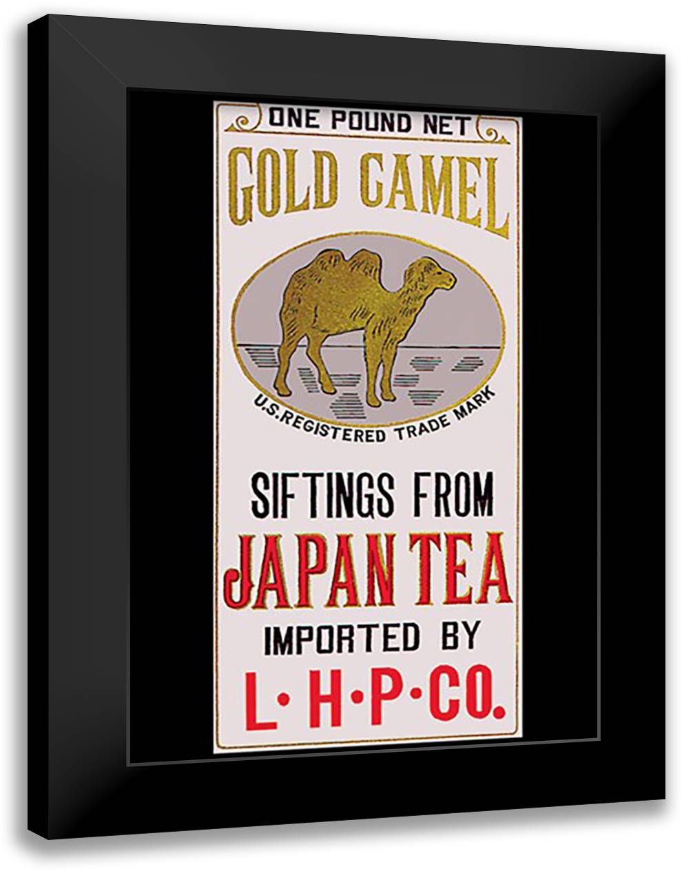Gold Camel Brand Tea 16x22 Black Modern Wood Framed Art Print Poster