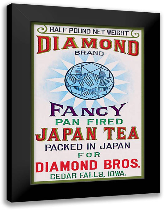 Diamond Brand Tea 16x22 Black Modern Wood Framed Art Print Poster