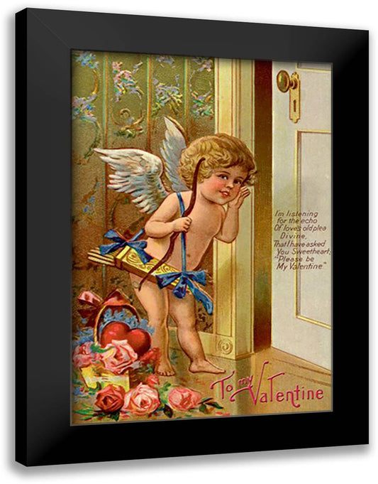 Cupid - To My Valentine 16x22 Black Modern Wood Framed Art Print Poster