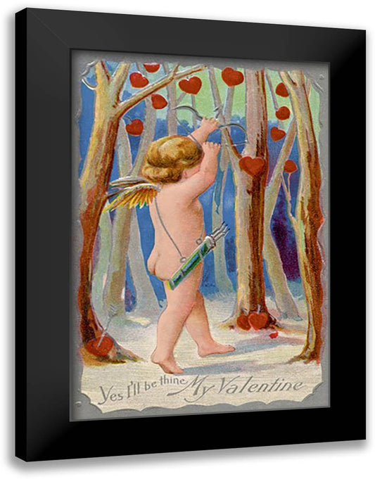 Yes, I'll Be Thine, My Valentine 16x22 Black Modern Wood Framed Art Print Poster