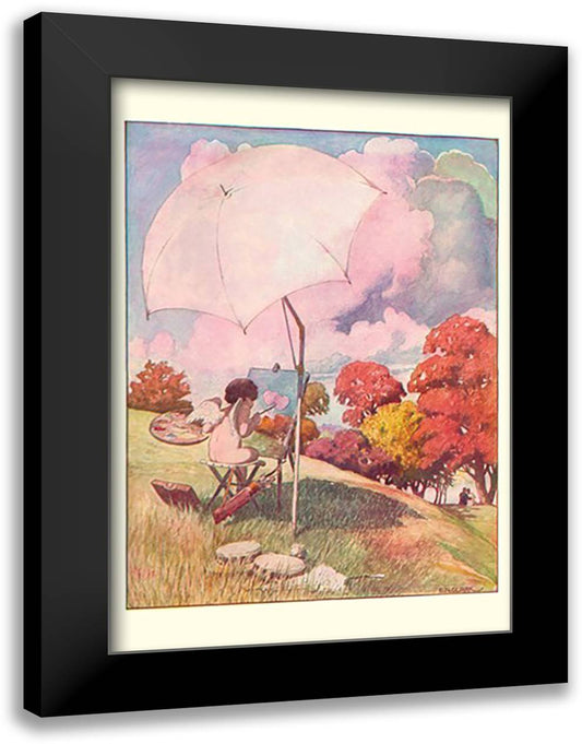 Cupid Painting 16x22 Black Modern Wood Framed Art Print Poster