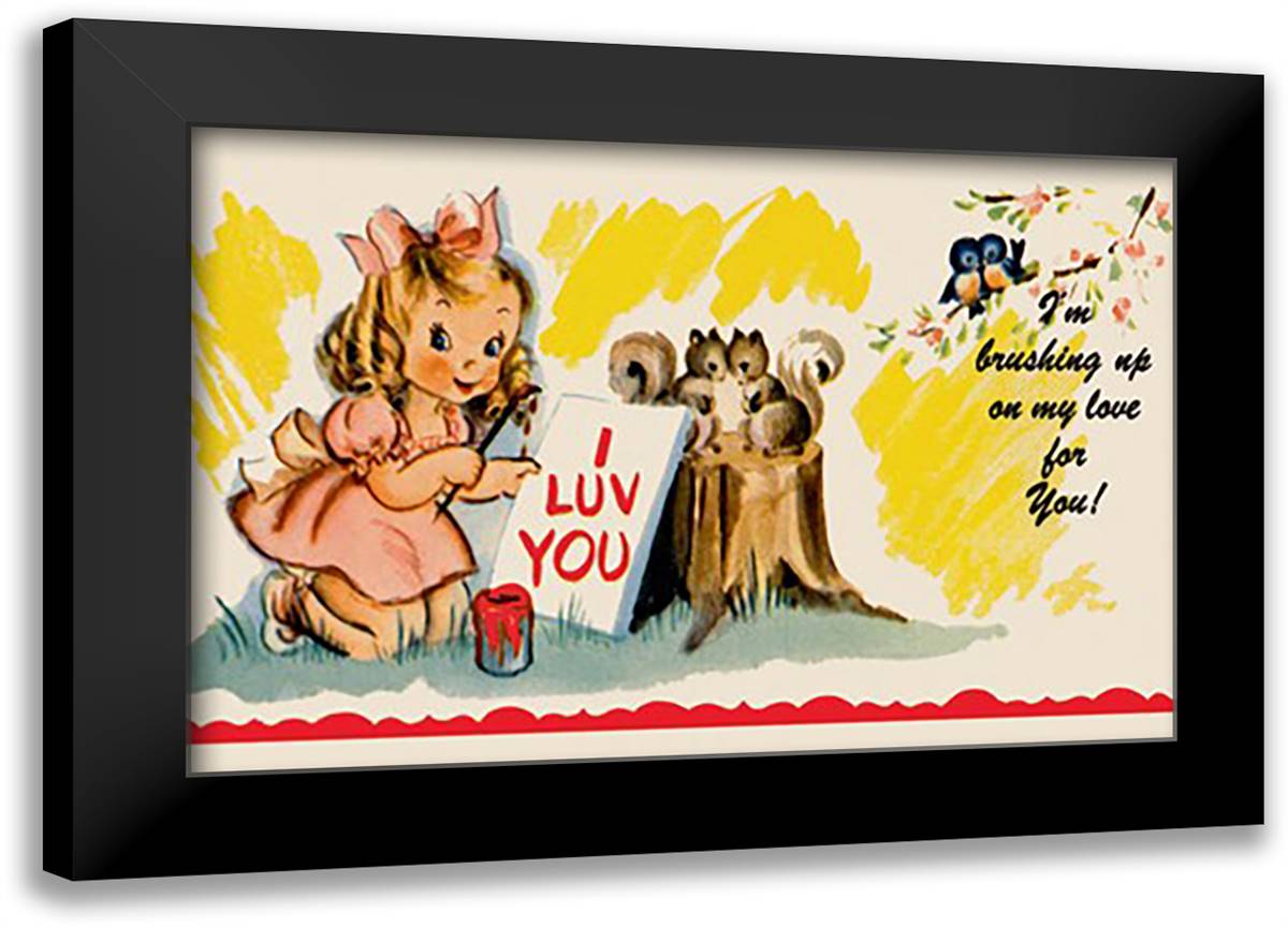 I Luv You 22x16 Black Modern Wood Framed Art Print Poster