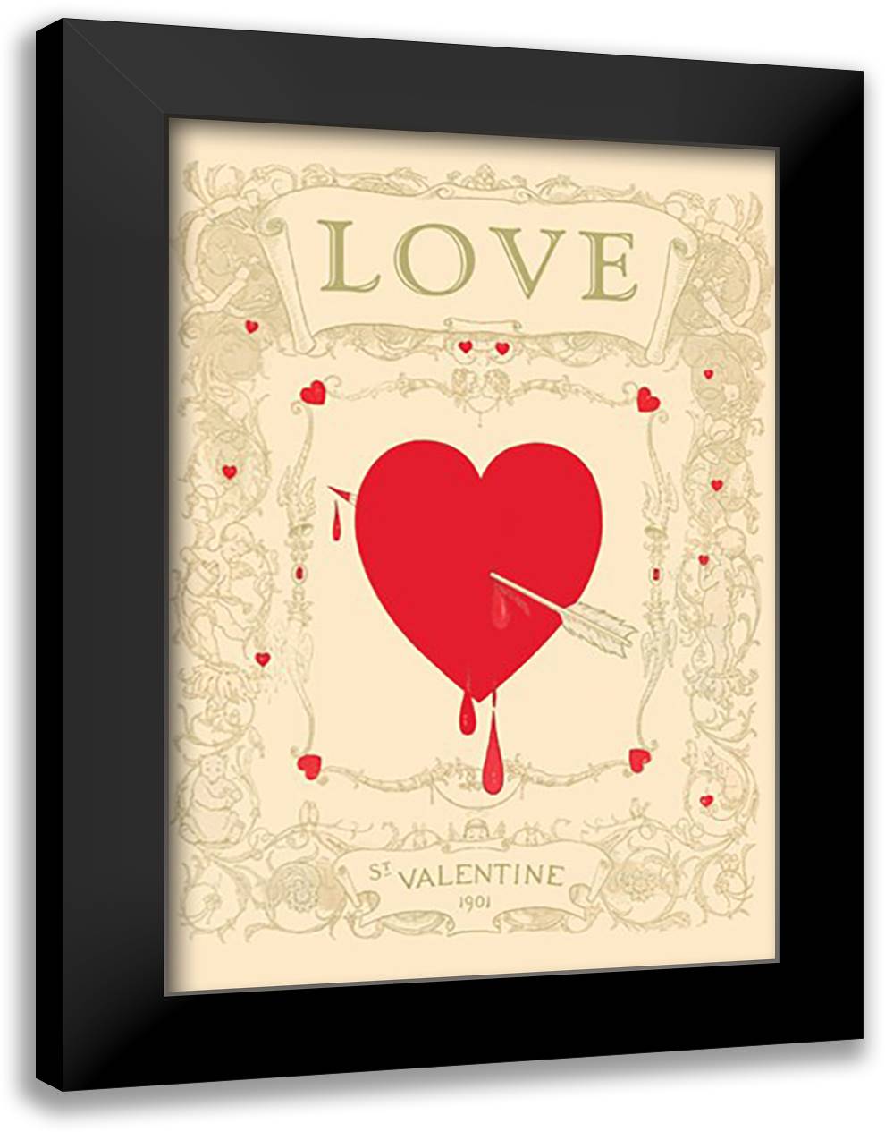 St. Valentine's 1901 16x22 Black Modern Wood Framed Art Print Poster