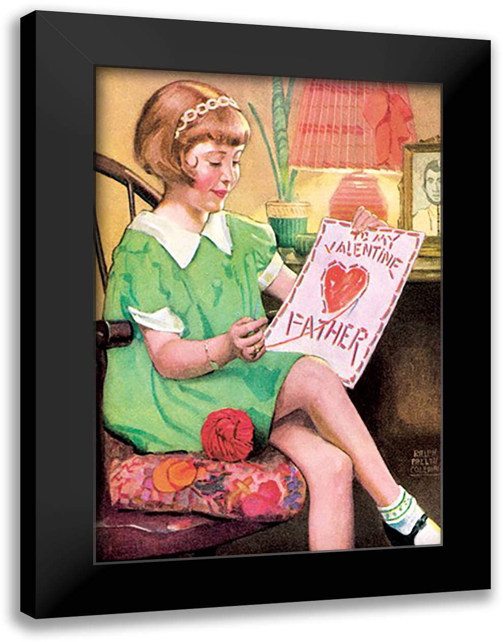Happy Valentine's Father 16x22 Black Modern Wood Framed Art Print Poster