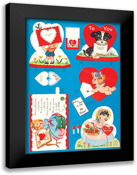 Valentine Diecuts #2 16x22 Black Modern Wood Framed Art Print Poster