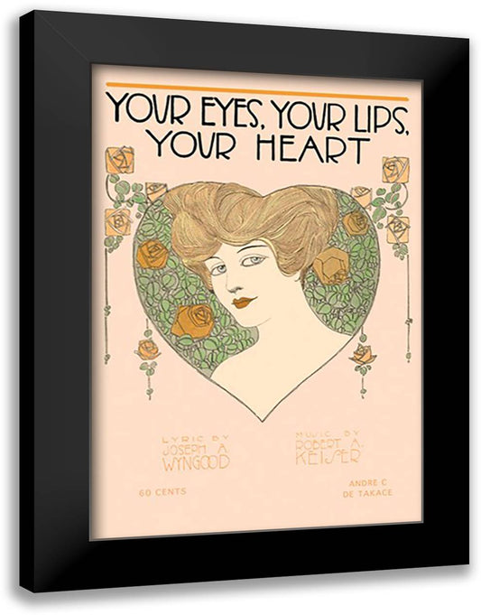 Your Eyes, Your Lips, Your Heart 16x22 Black Modern Wood Framed Art Print Poster