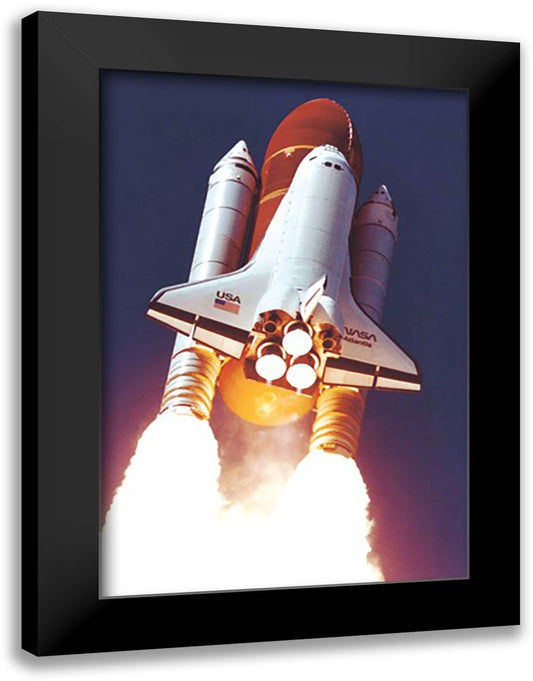 Atlantis Lift-Off 16x22 Black Modern Wood Framed Art Print Poster by NASA