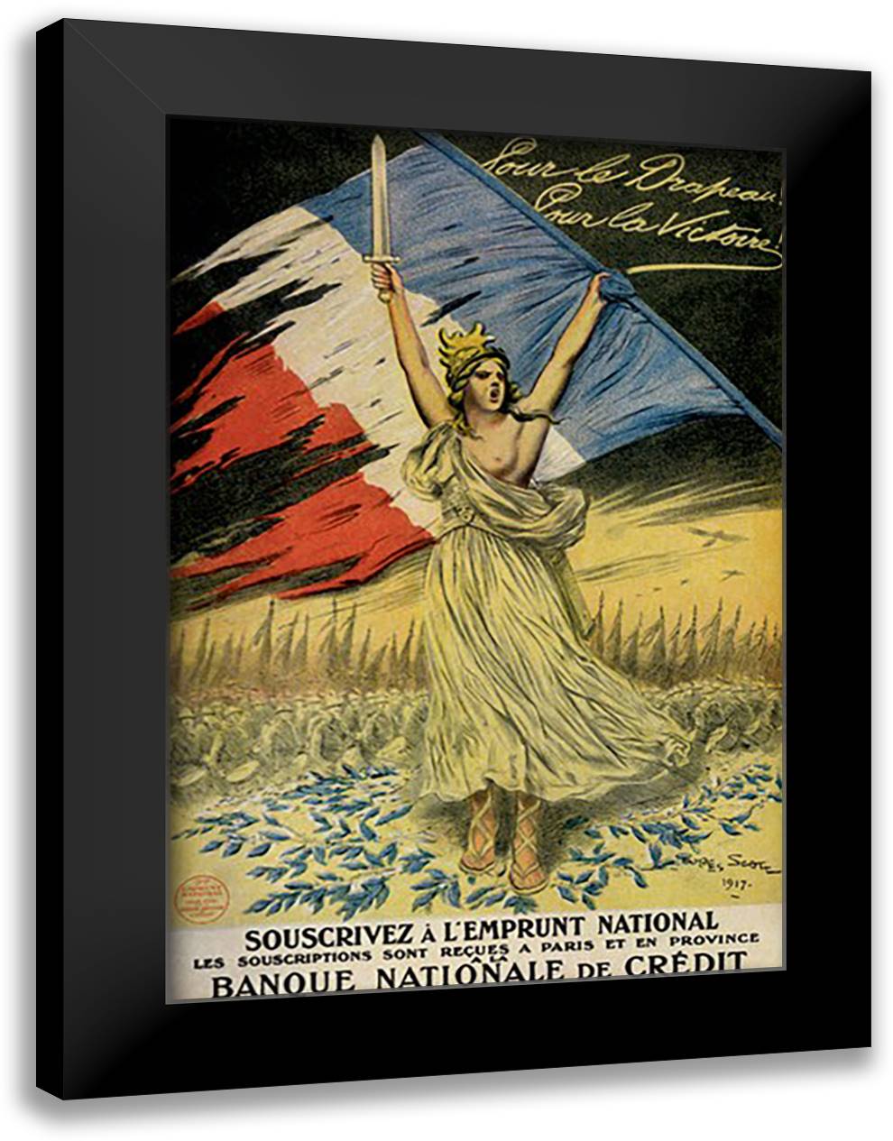 For the Flag, For Victory 16x22 Black Modern Wood Framed Art Print Poster by Scott, Jamal