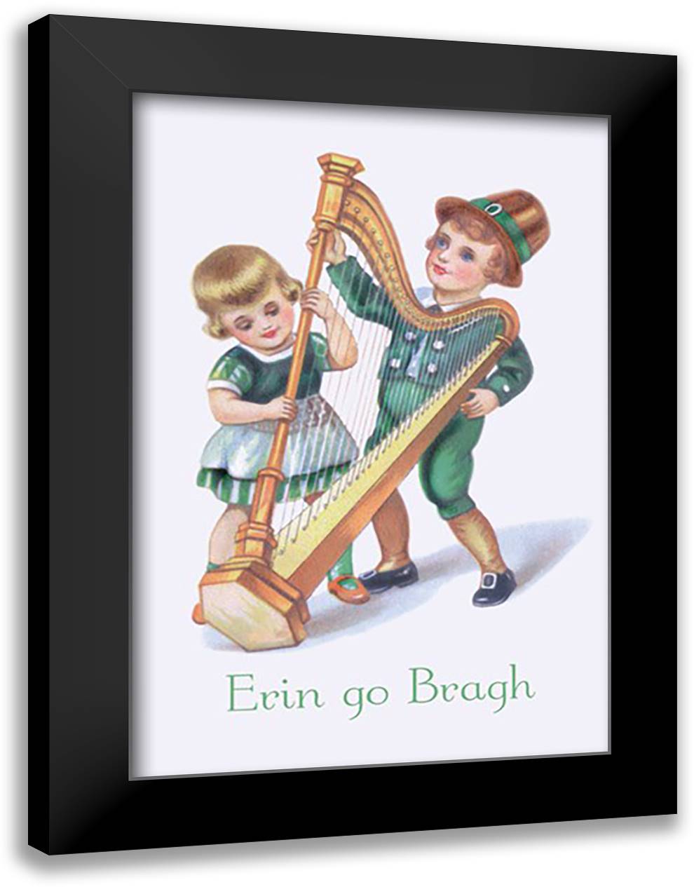 St. Patrick's Day Children 16x22 Black Modern Wood Framed Art Print Poster