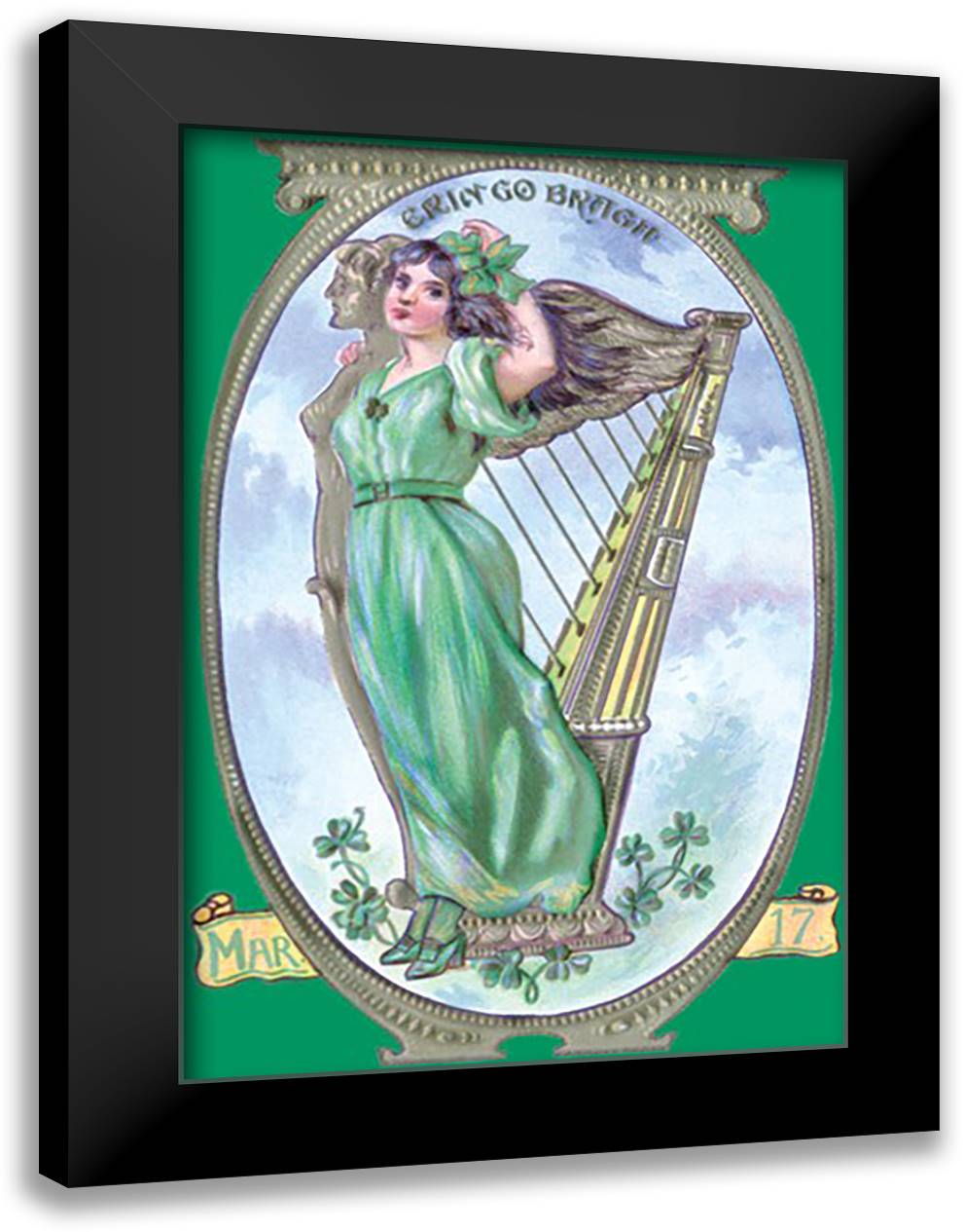 Erin Go Bragh 16x22 Black Modern Wood Framed Art Print Poster