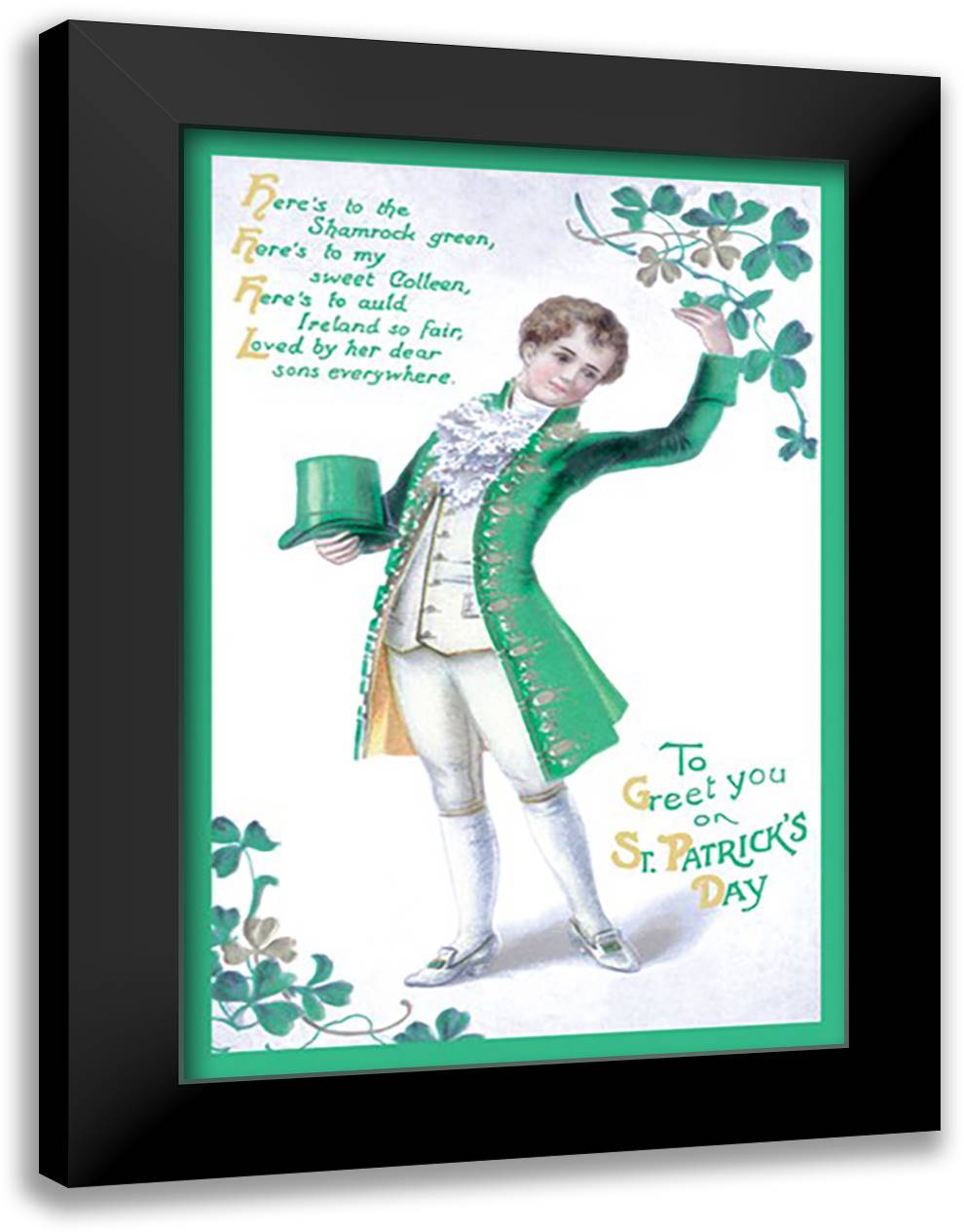 To Greet You On St. Patrick's Day 16x22 Black Modern Wood Framed Art Print Poster