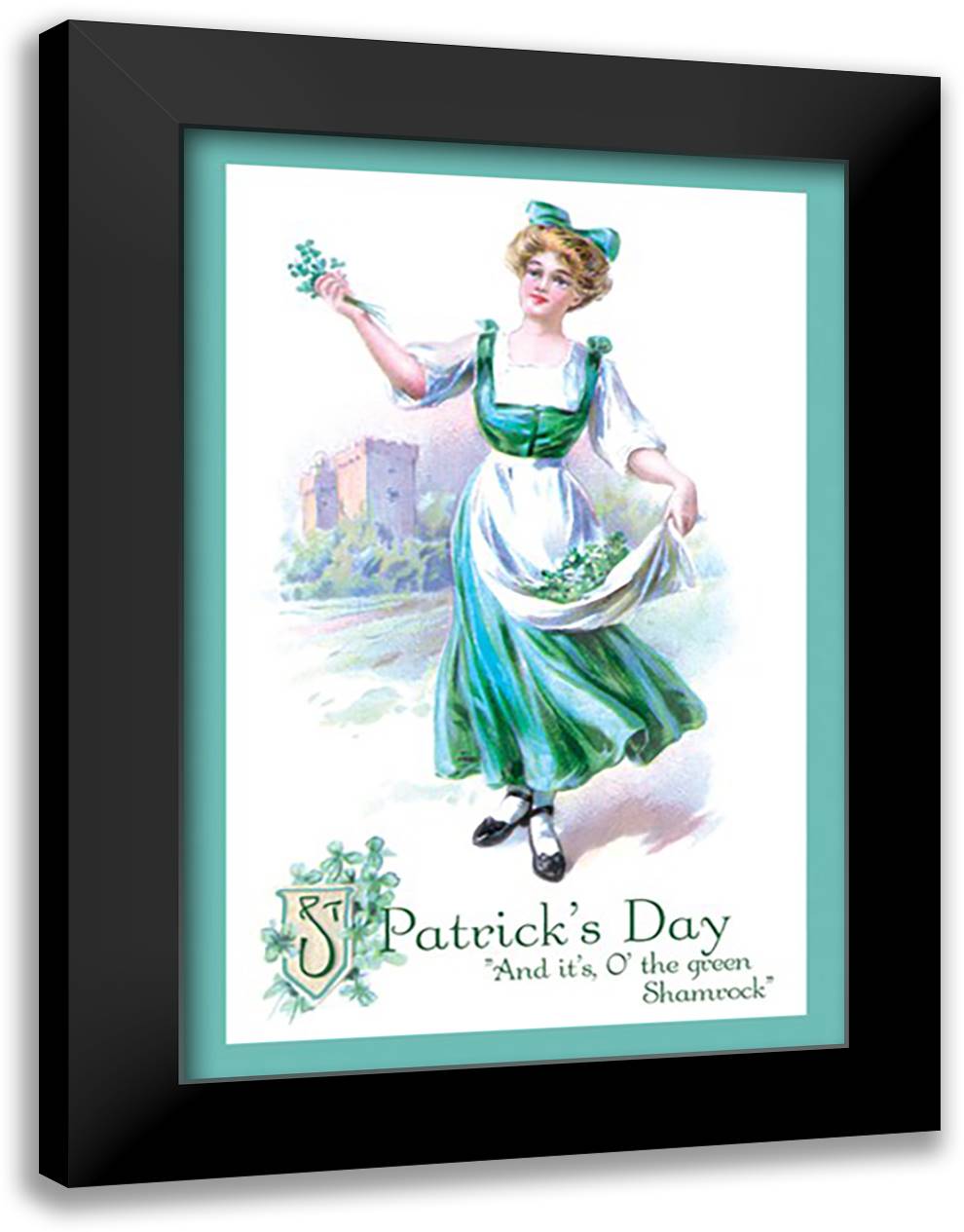 On the Shamrock Green 16x22 Black Modern Wood Framed Art Print Poster