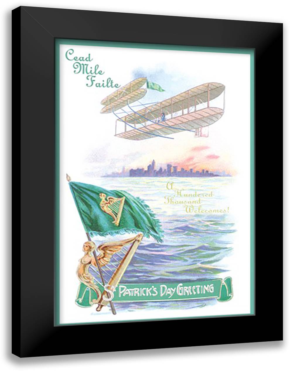 Cead Mile Failte 16x22 Black Modern Wood Framed Art Print Poster