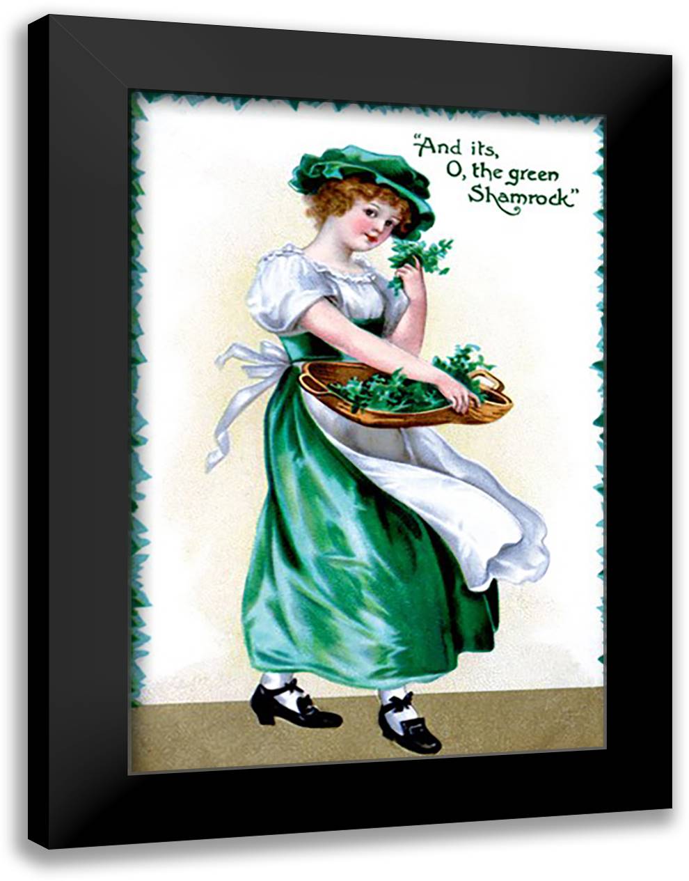 Shamrock Green 16x22 Black Modern Wood Framed Art Print Poster