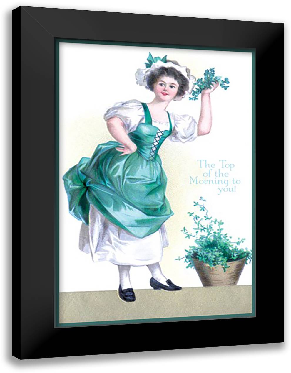 Shamrocks For You 16x22 Black Modern Wood Framed Art Print Poster