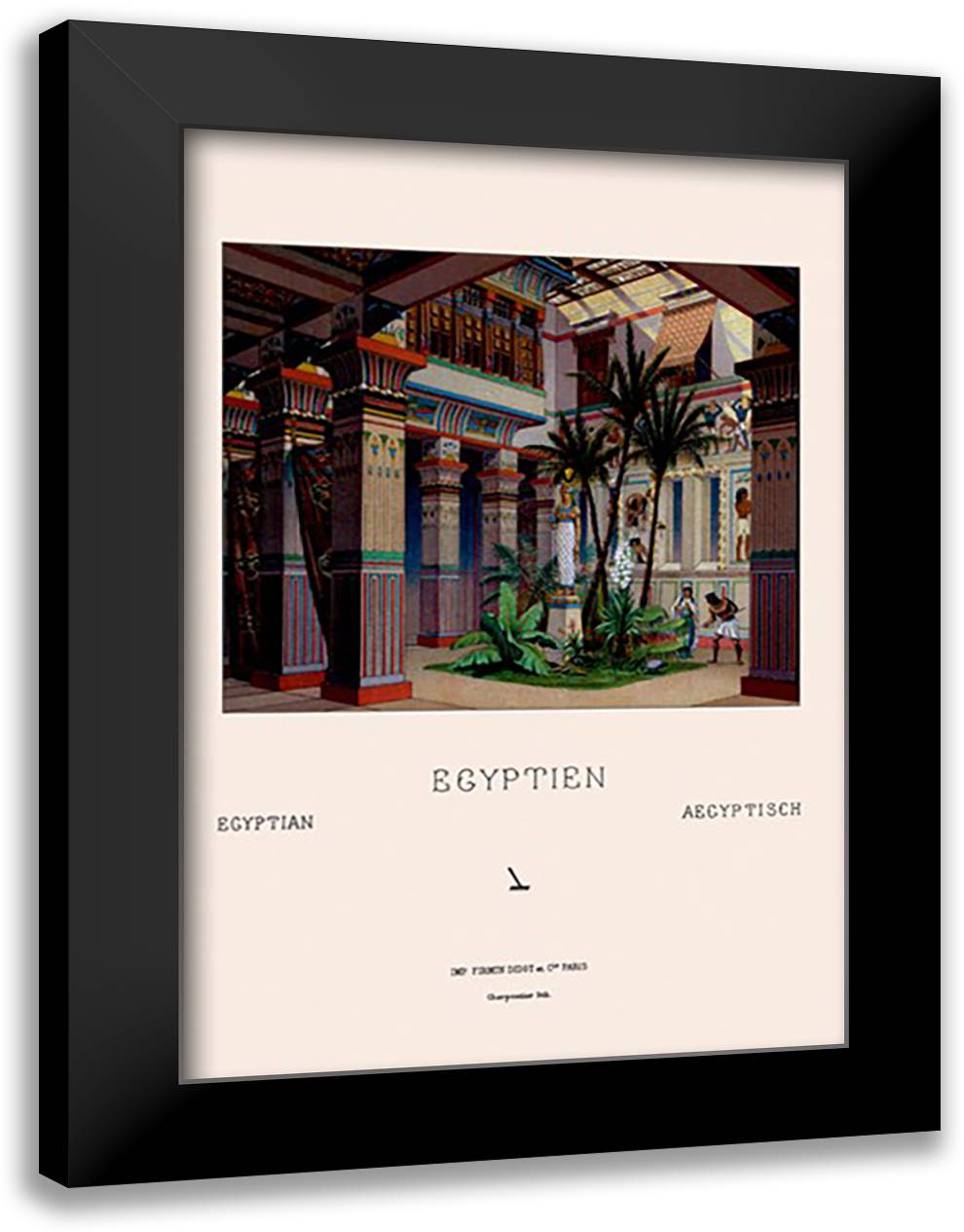 Egyptian Courtyard 16x22 Black Modern Wood Framed Art Print Poster by Racinet, Auguste