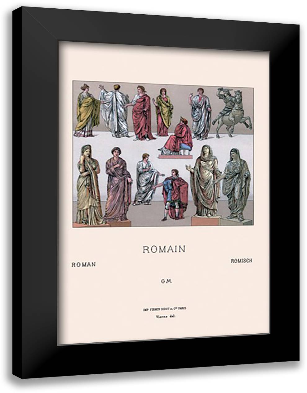Roman Civil Costumes 16x22 Black Modern Wood Framed Art Print Poster by Racinet, Auguste