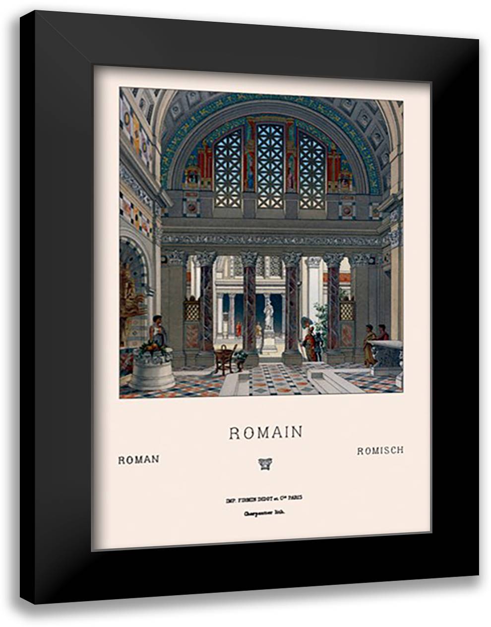 Roman Interior 16x22 Black Modern Wood Framed Art Print Poster by Racinet, Auguste