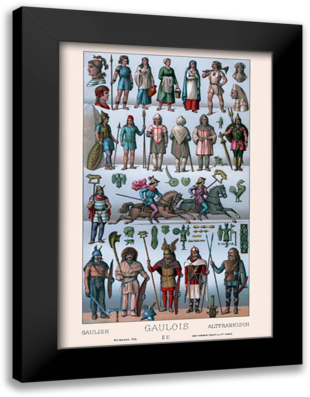 Britons and Gauls 16x22 Black Modern Wood Framed Art Print Poster by Racinet, Auguste