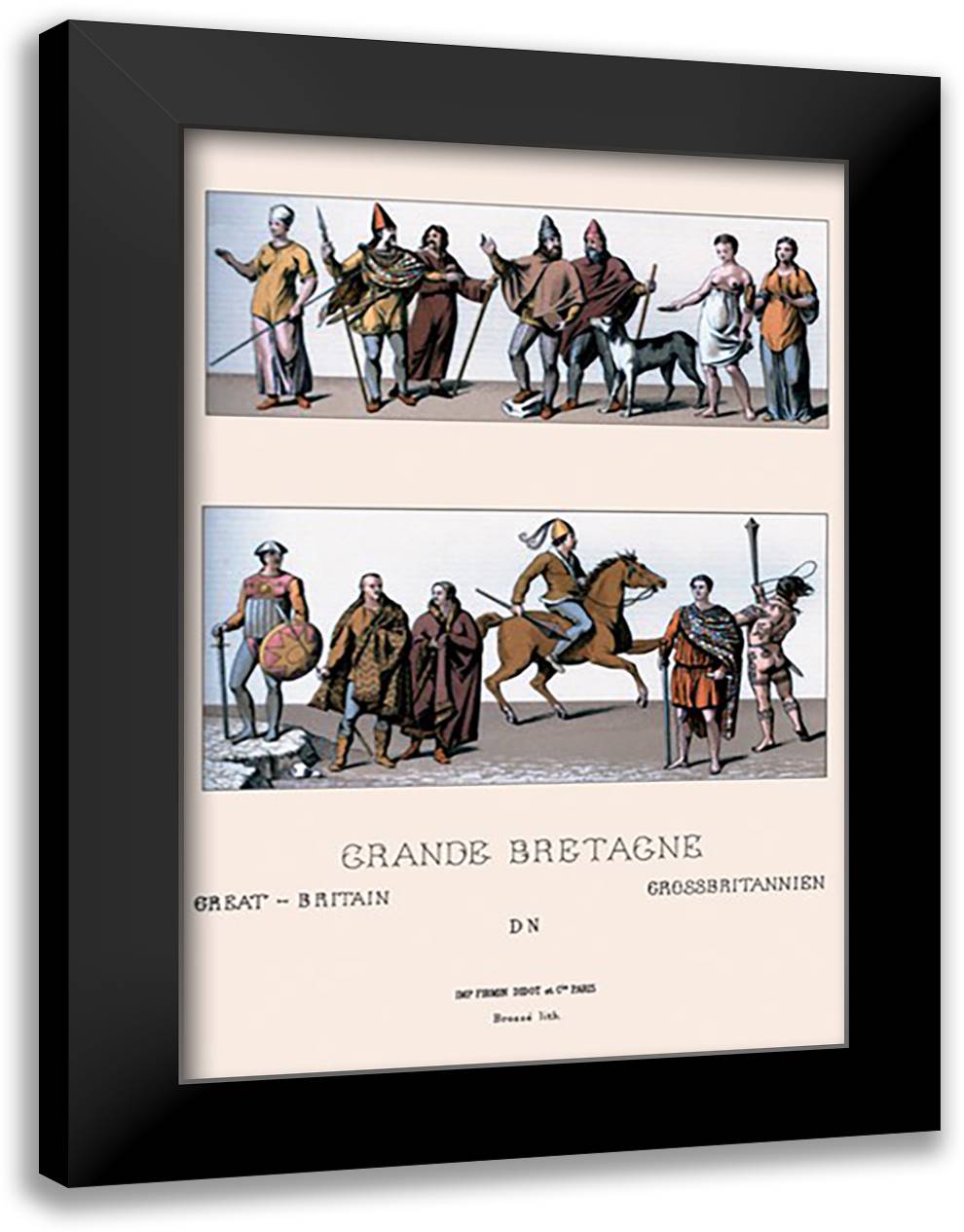 Tribes of Great Britain 16x22 Black Modern Wood Framed Art Print Poster by Racinet, Auguste