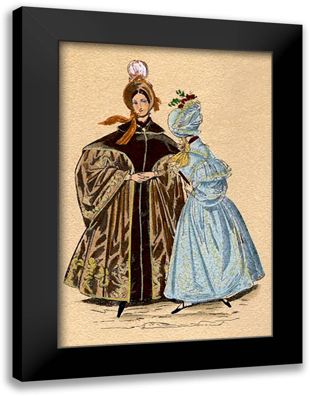 Mother and Daughter 16x22 Black Modern Wood Framed Art Print Poster