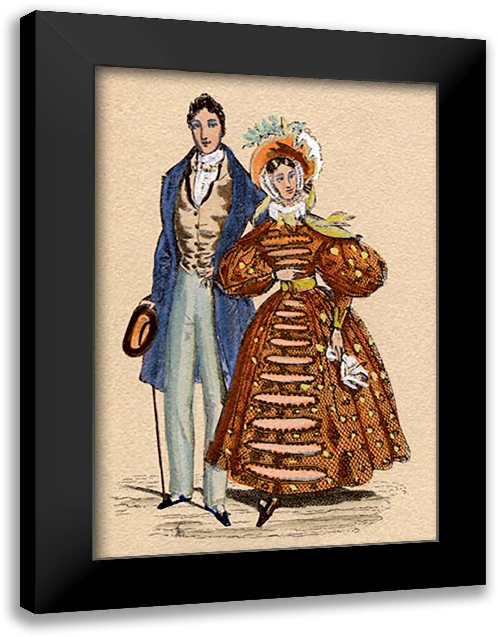 Gentleman and Lady 16x22 Black Modern Wood Framed Art Print Poster