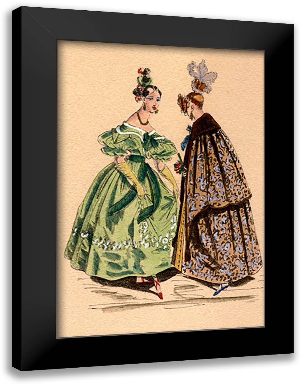 Chatting Ladies 16x22 Black Modern Wood Framed Art Print Poster